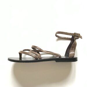 K Jacques St Tropez Epicure Sandals Flat Womens 37 Brown Leather Shoes 7 Strappy